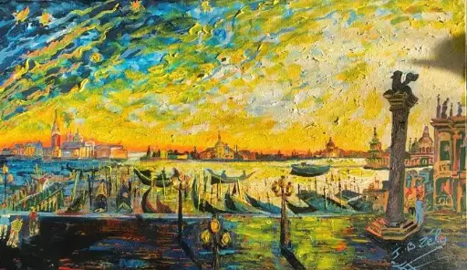 Huile sur toile Veneziano signée Zély.                                Oil on Veneziano canvas signed Zély.