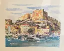 Estampe signée Yves Brayer, (1907-1990), de 1978 et intitulée " Citadelle". Bonifacio.37cmX28cm.                                Print signed Yves Brayer, (1907-1990), from 1978 and entitled "Citadel". Bonifacio. It measures 37cmX28cm